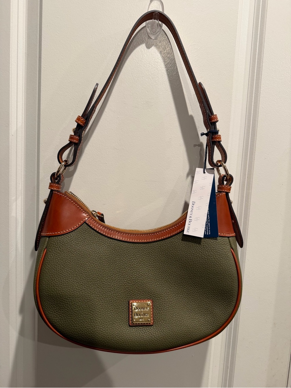 Dooney & Bourke Pebble Grain Small Hobo Shoulder Bag - Olive - Picture 4 of 12